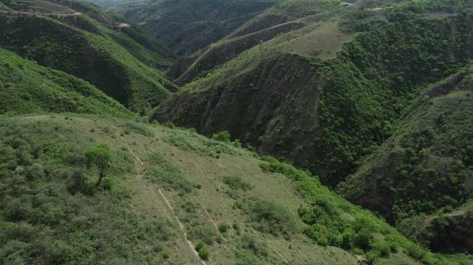 陕北志丹地貌环境航拍4K黄土高原丘陵沟壑
