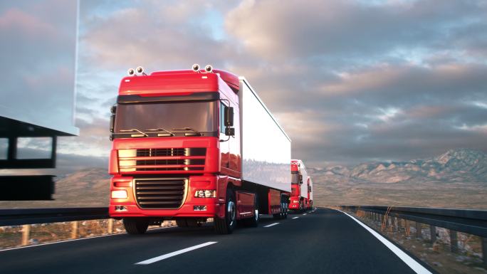 卡车车队高速运输重卡车流货物运输