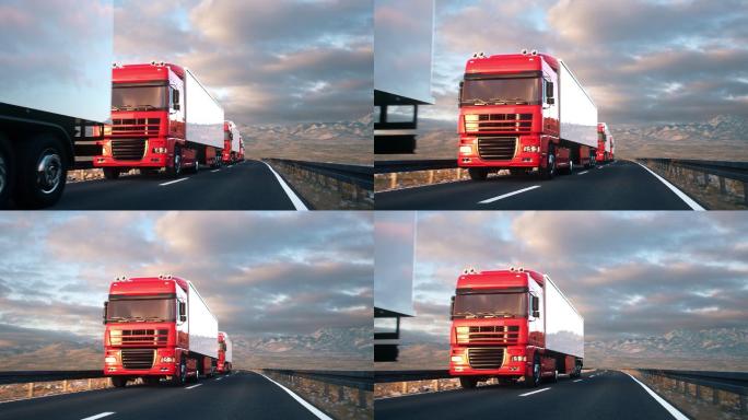 卡车车队高速运输重卡车流货物运输