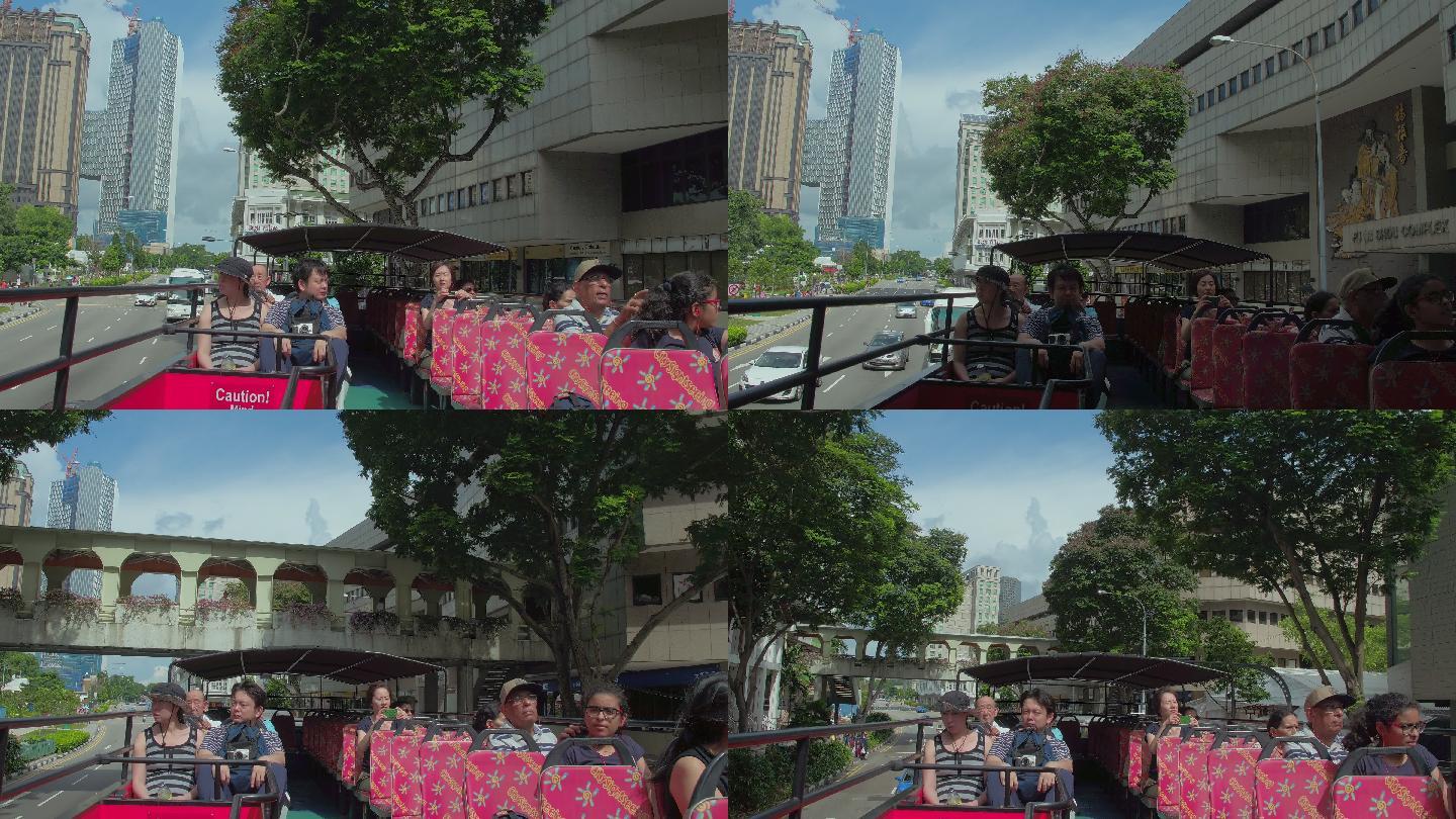 乘坐观光巴士在新加坡城市游览