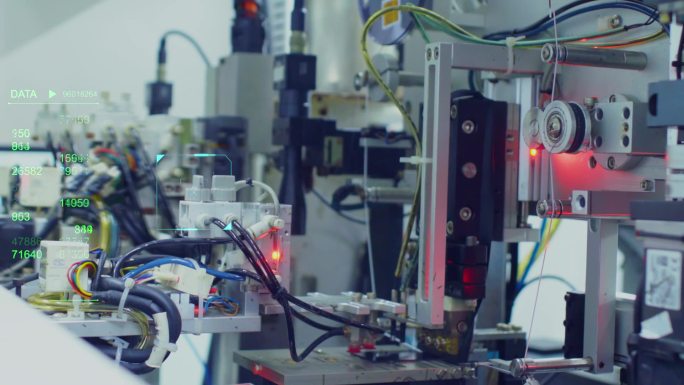 自动化数字智能工厂车间高端生产线实拍素材