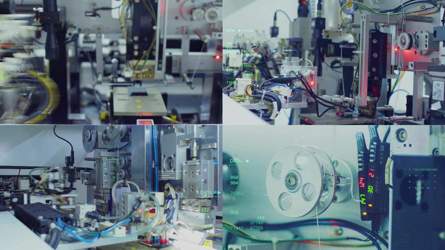 自动化数字智能工厂车间高端生产线实拍素材