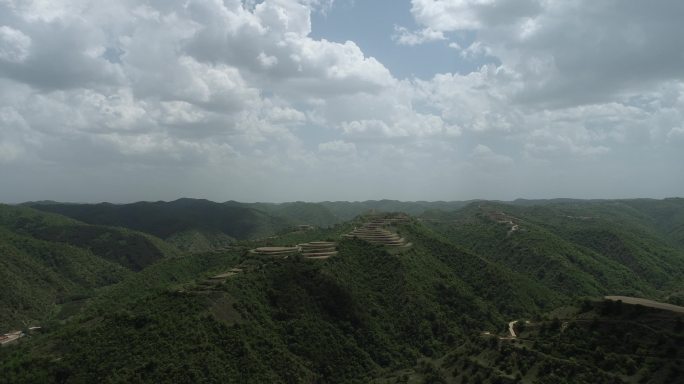陕北志丹地貌环境航拍4K黄土高原丘陵沟壑