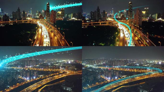 4K科技城市智慧城市-科技光线穿梭城市
