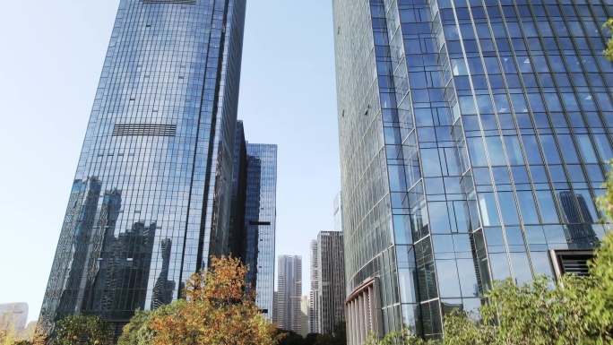 航拍玻璃幕墙现代建筑