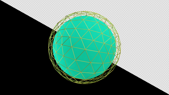 【4K时尚背景】绿金3D球体旋转透明通道