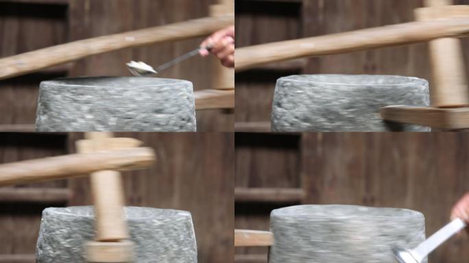 中国传统农家石磨磨米磨豆腐推磨原素材
