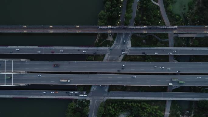 西安浐灞广运潭大桥俯瞰航拍西安地铁3号线