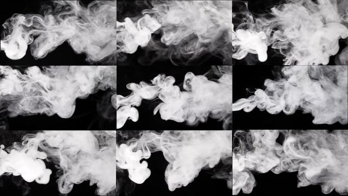 实拍4K烟雾黑白色喷烟扩散影视素材