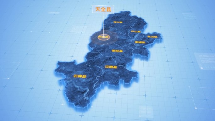 四川雅安天全县三维科技感地图