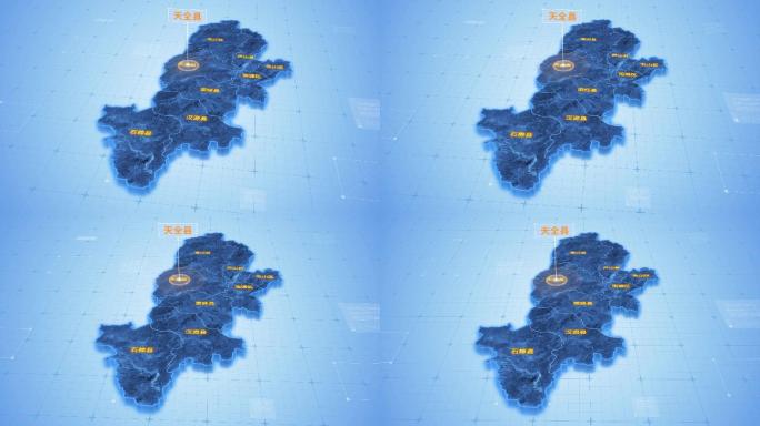 四川雅安天全县三维科技感地图