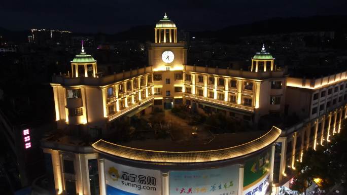 福建汀州古城夜景航拍