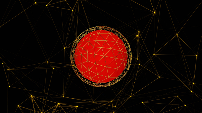 【4K时尚背景】3D球体转动几何金框视觉