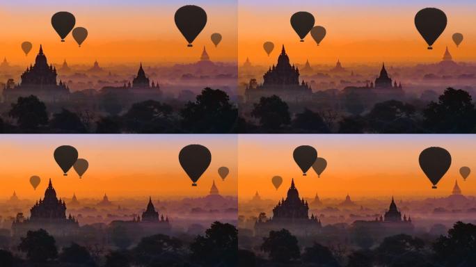 缅甸巴甘的热气球背景