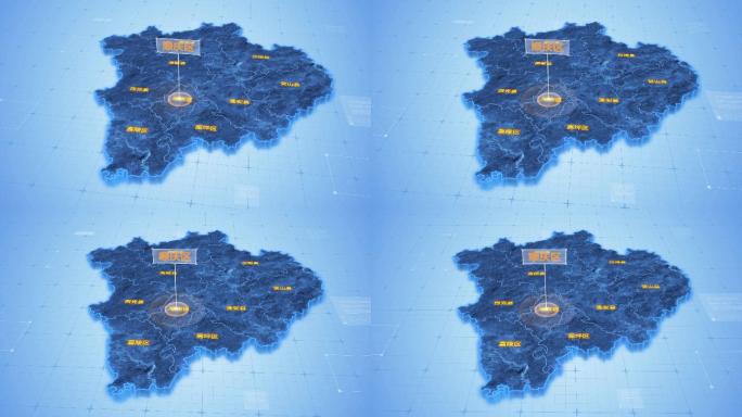 四川南充顺庆区三维科技感地图ae模板