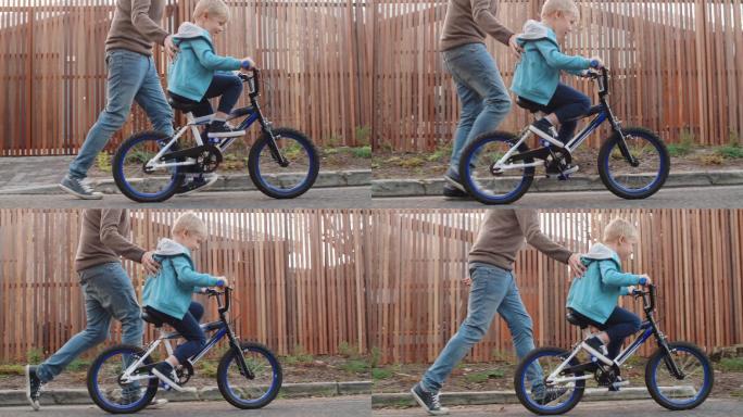 爸爸和儿子骑自行车