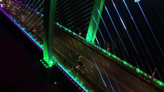 西安欧亚大道夜景航拍西安浐灞生态交通桥梁