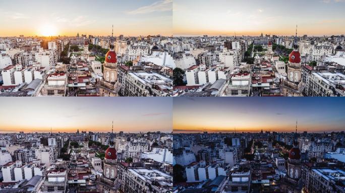 日落时布宜诺斯艾利斯天际线