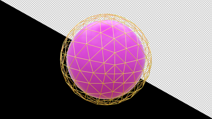 【4K时尚背景】粉金3D球体旋转透明通道