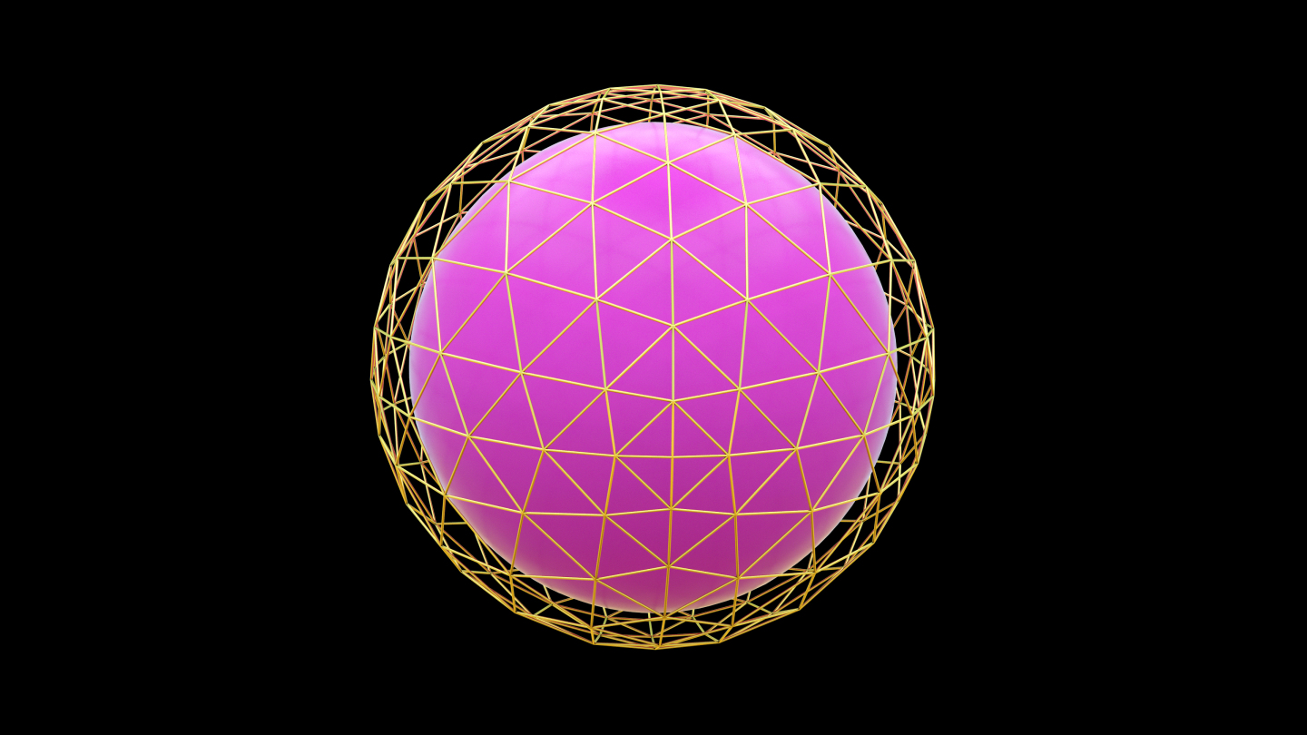 【4K时尚背景】粉金3D球体旋转透明通道