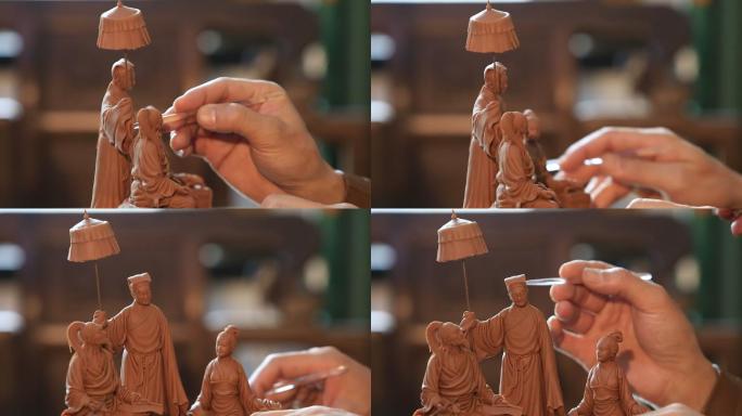 中国传统泥塑古代人物特写素材