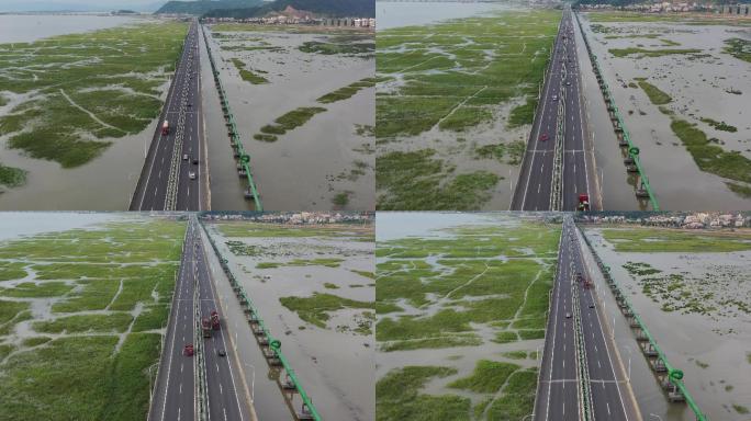 玉环疏港公路76省道复线太平大桥低飞航拍