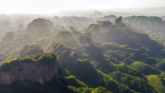 丹霞山鸟瞰图祖国风景自然风光国庆山河中国