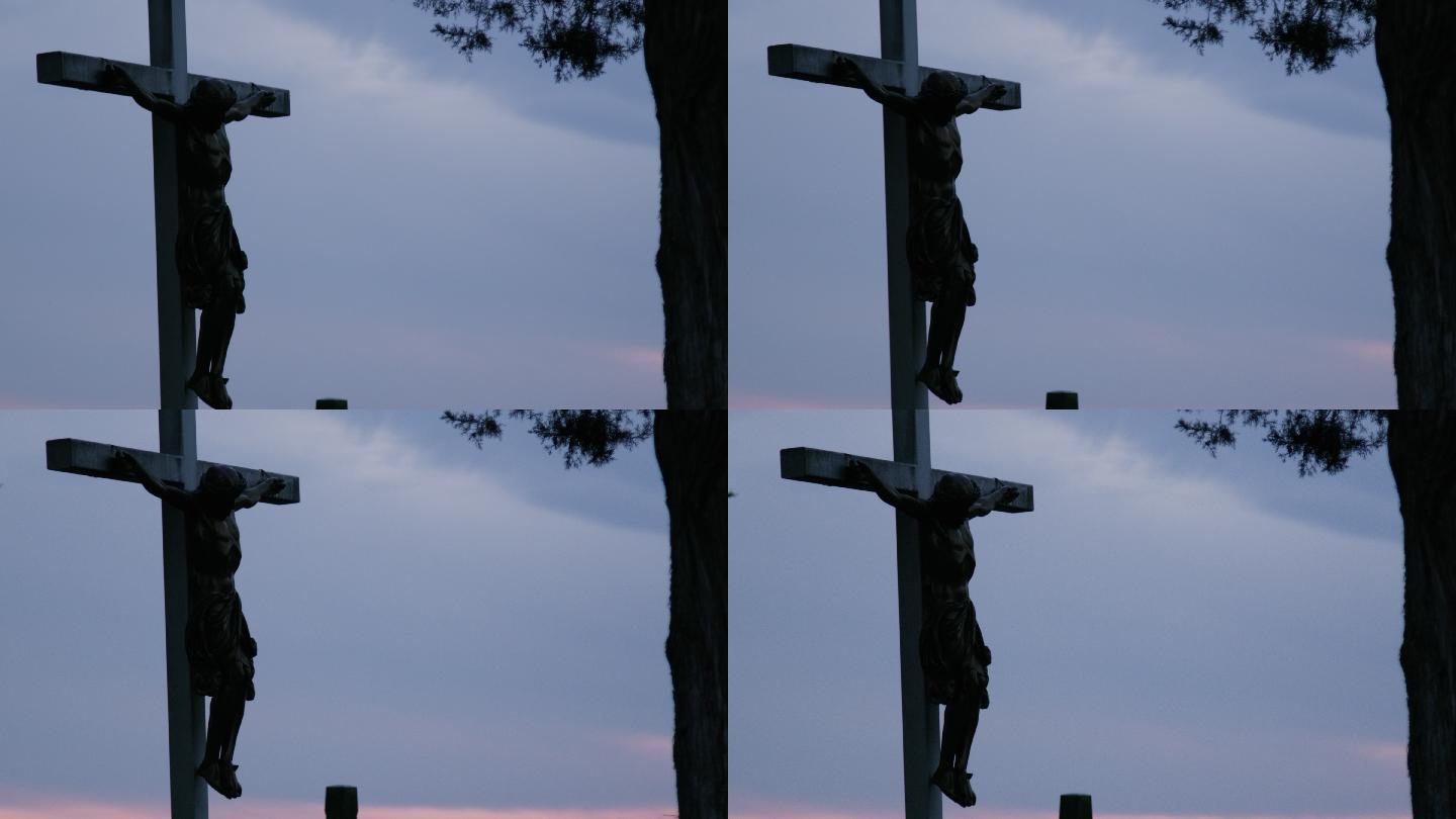 日落公墓十字架