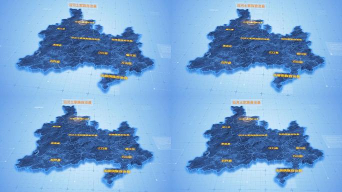贵州铜仁沿河土家族自治县科技感三维地图