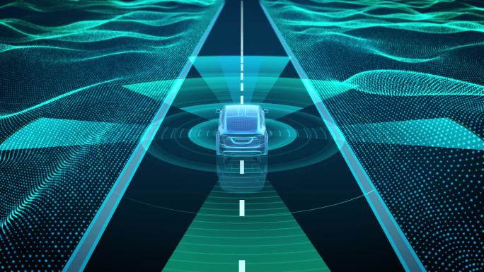 科技粒子山脉三维汽车行驶雷达扫描AE模板