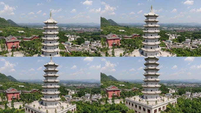 航拍贵州贵阳大兴国寺古塔