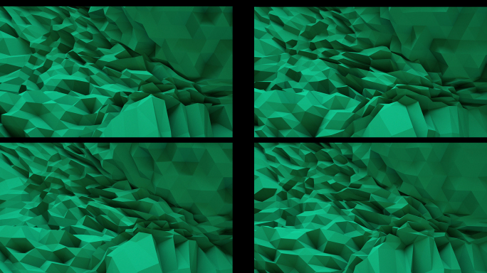 【4K时尚背景】森绿几何空间动态起伏抽象