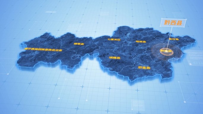 贵州毕节黔西县三维科技感地图