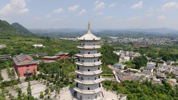 航拍贵阳大兴国寺大善塔