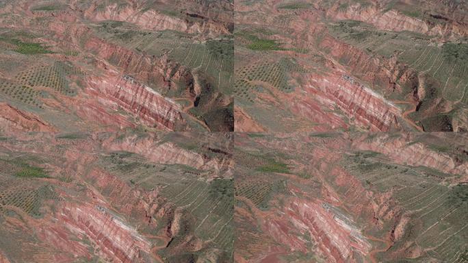 航拍宁夏西吉须弥山石窟七彩丹霞2