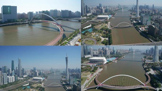 2022广州海心沙海心桥珠江新城珠江航拍