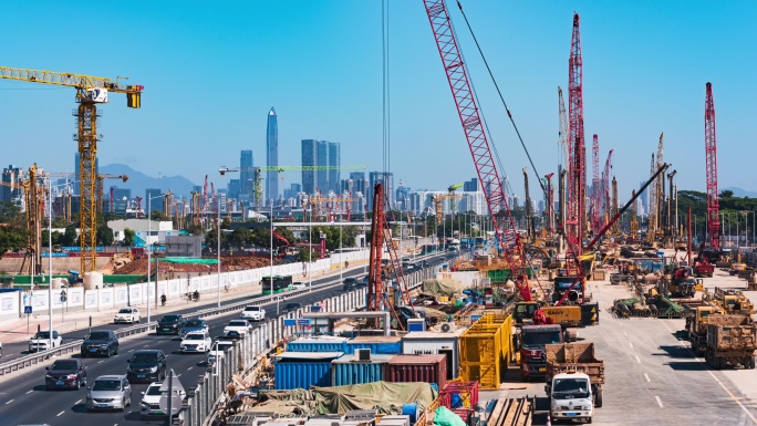 4k延时深圳地铁施工繁忙场景