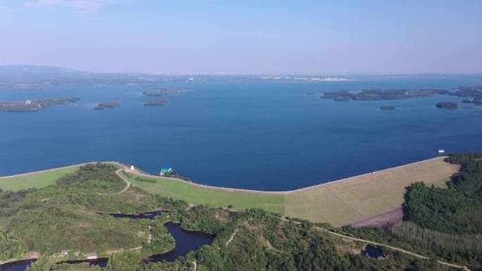 大坝   湖北漳河水库  碧水蓝天