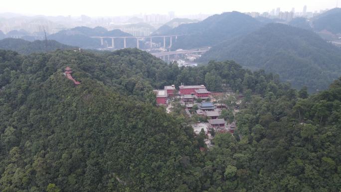 航拍贵州贵阳黔灵山4A景区弘福寺