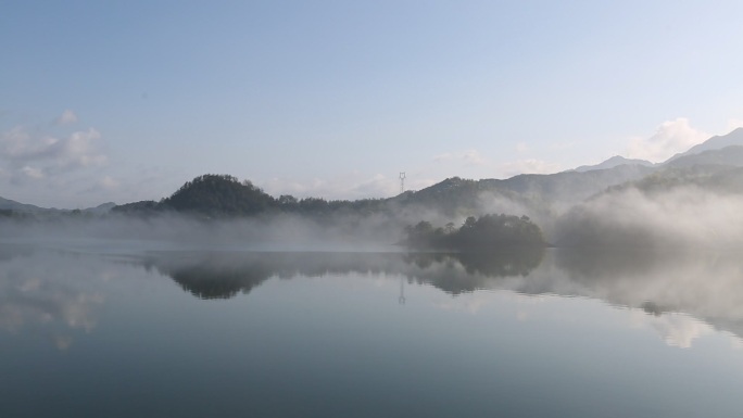 青山绿水东白湖云雾原素材