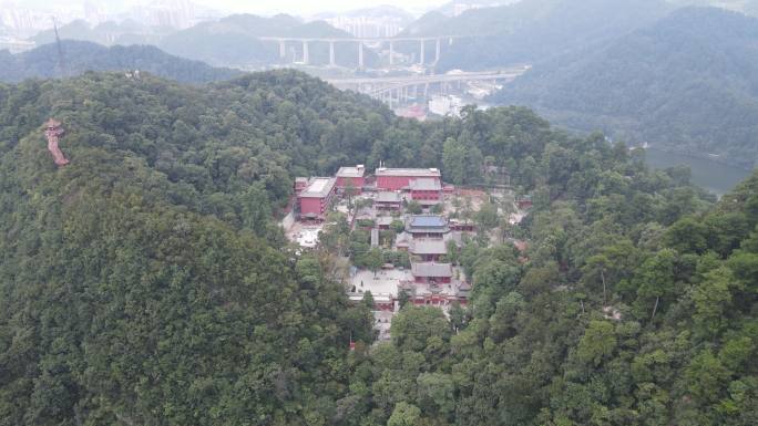 航拍贵州贵阳黔灵山4A景区弘福寺