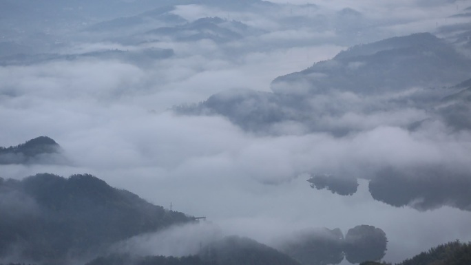 青山绿水云海东白湖原素材