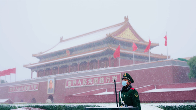 天安门广场雪景