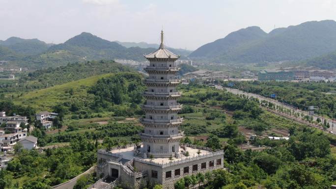 航拍贵阳大兴国寺大善塔