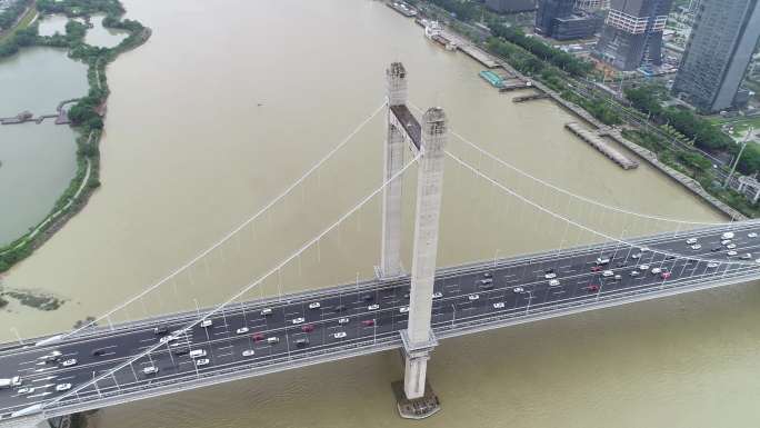 航拍跨河大桥4K视频素材