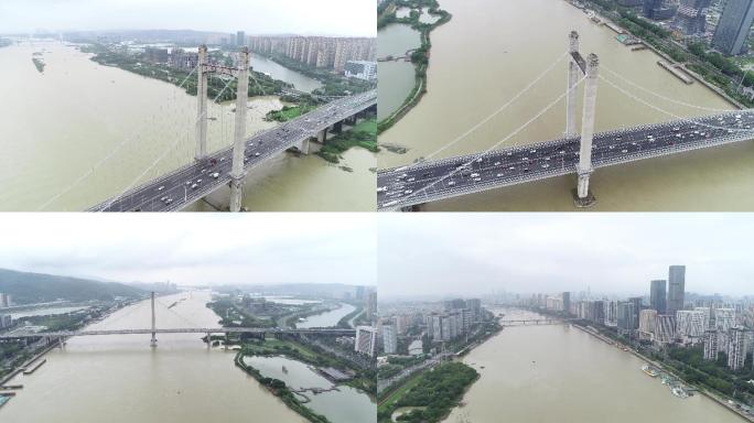 航拍跨河大桥4K视频素材