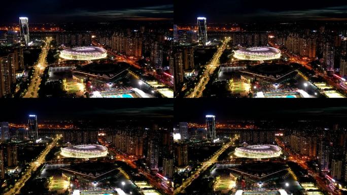 环绕延时航拍：深圳市宝安体育中心两场两馆