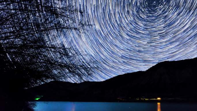 星空时光流逝夜幕繁星地球自转天幕星河