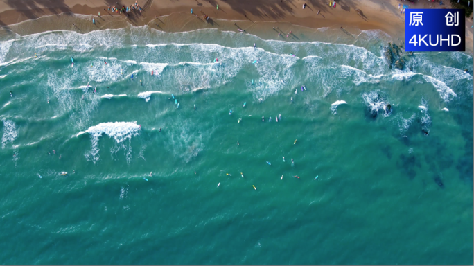 4K 海南沙滩海浪冲浪海岸线