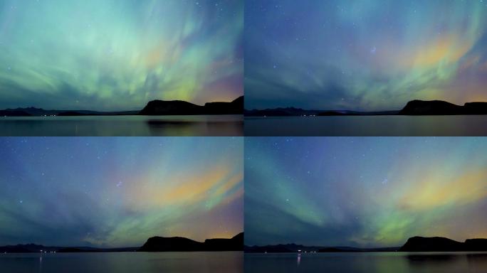 时光流逝，冰岛壮丽的北极光